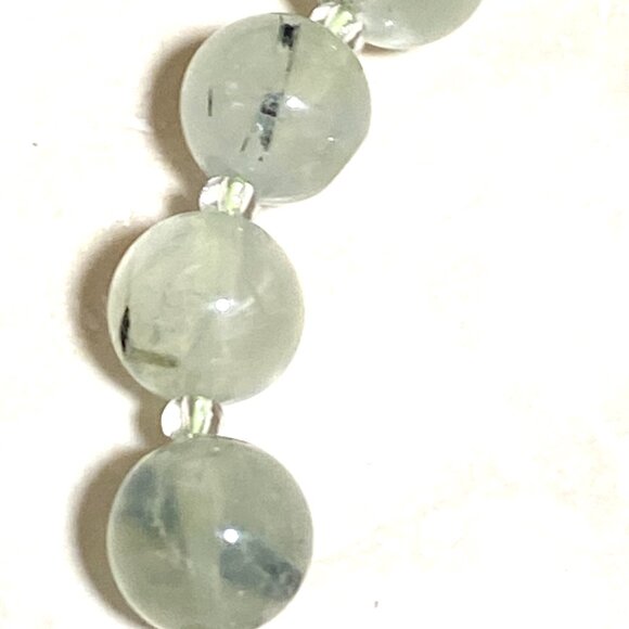 Natural Pale Green Prehnite Classic Beaded Necklace, Genuine Gemstone - Picture 6 of 13